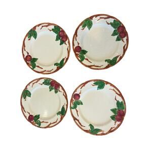 FRANCISCAN Apple Hand Painted made in USA Set of 4 Dinner Plates Vintage